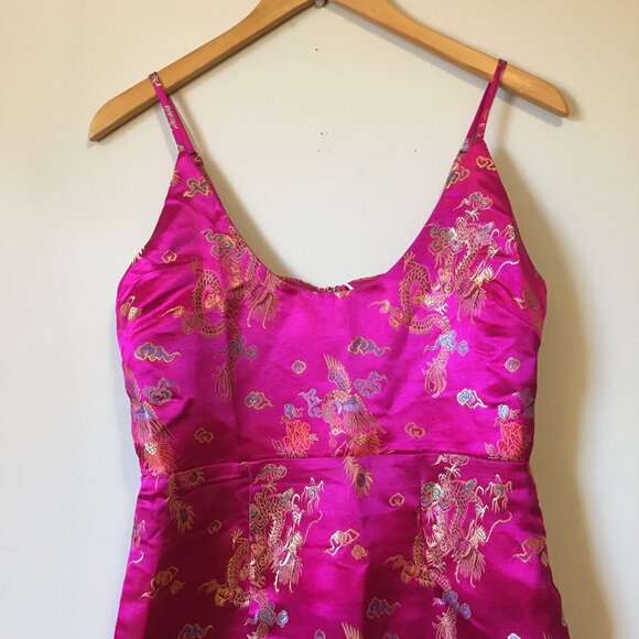 NWT Missguided Pink Jacquard Dragon and Phoenix Strappy Mini Dress - Picture 4 of 15